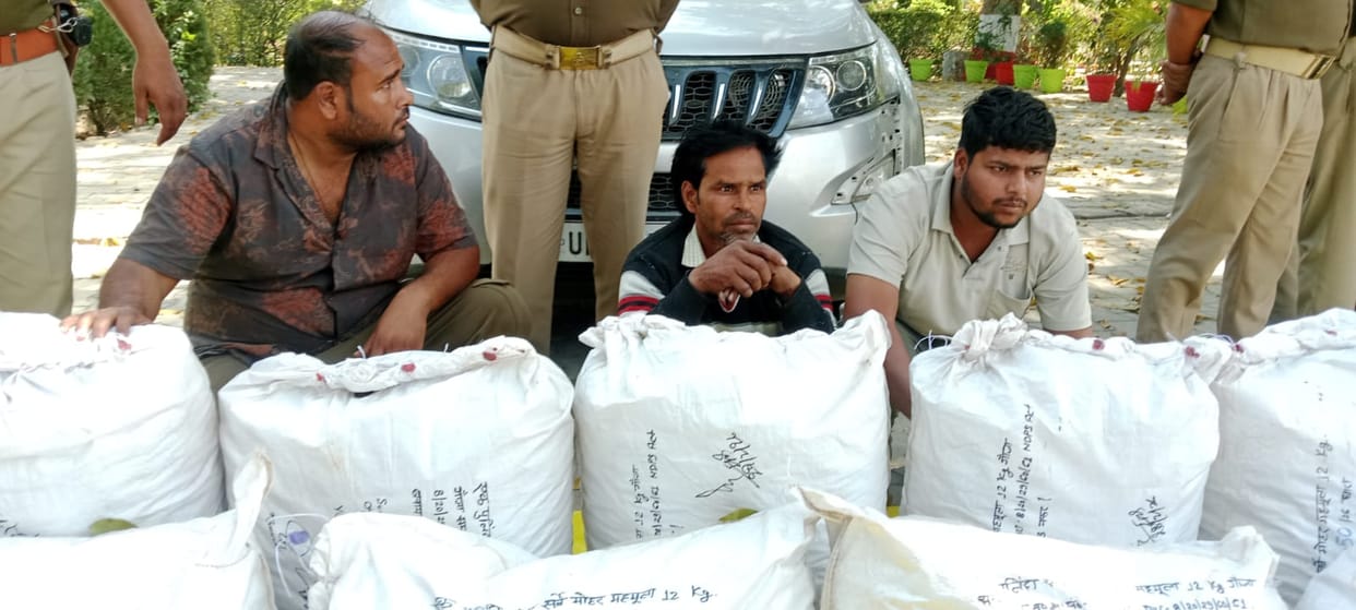 123 kg of ganja was being smuggled from Odisha to Aligarh.