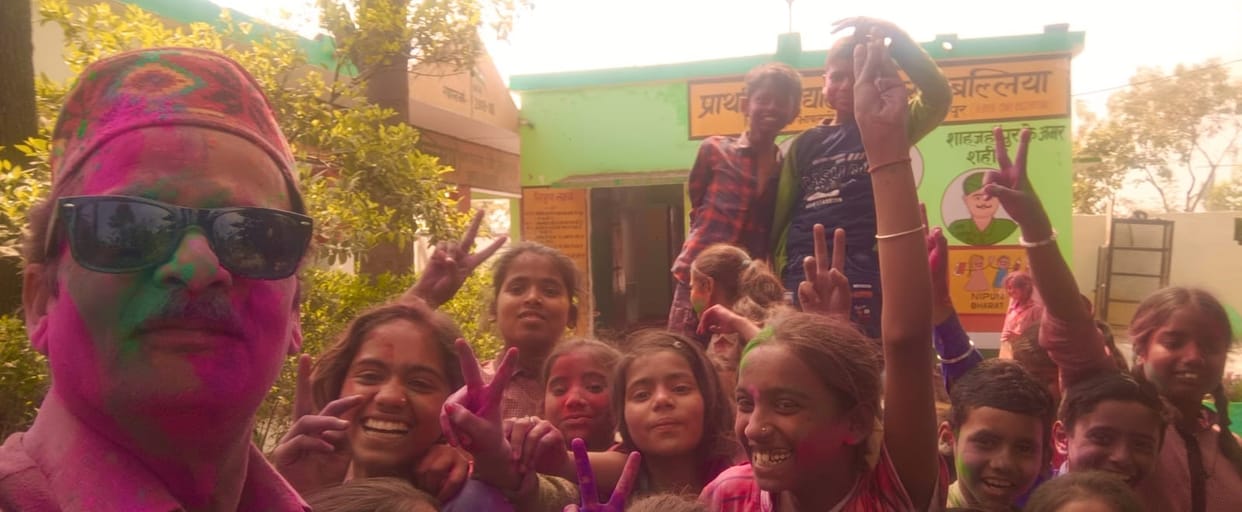 Holi celebrations in council schools, teachers smeared with abir-gulal