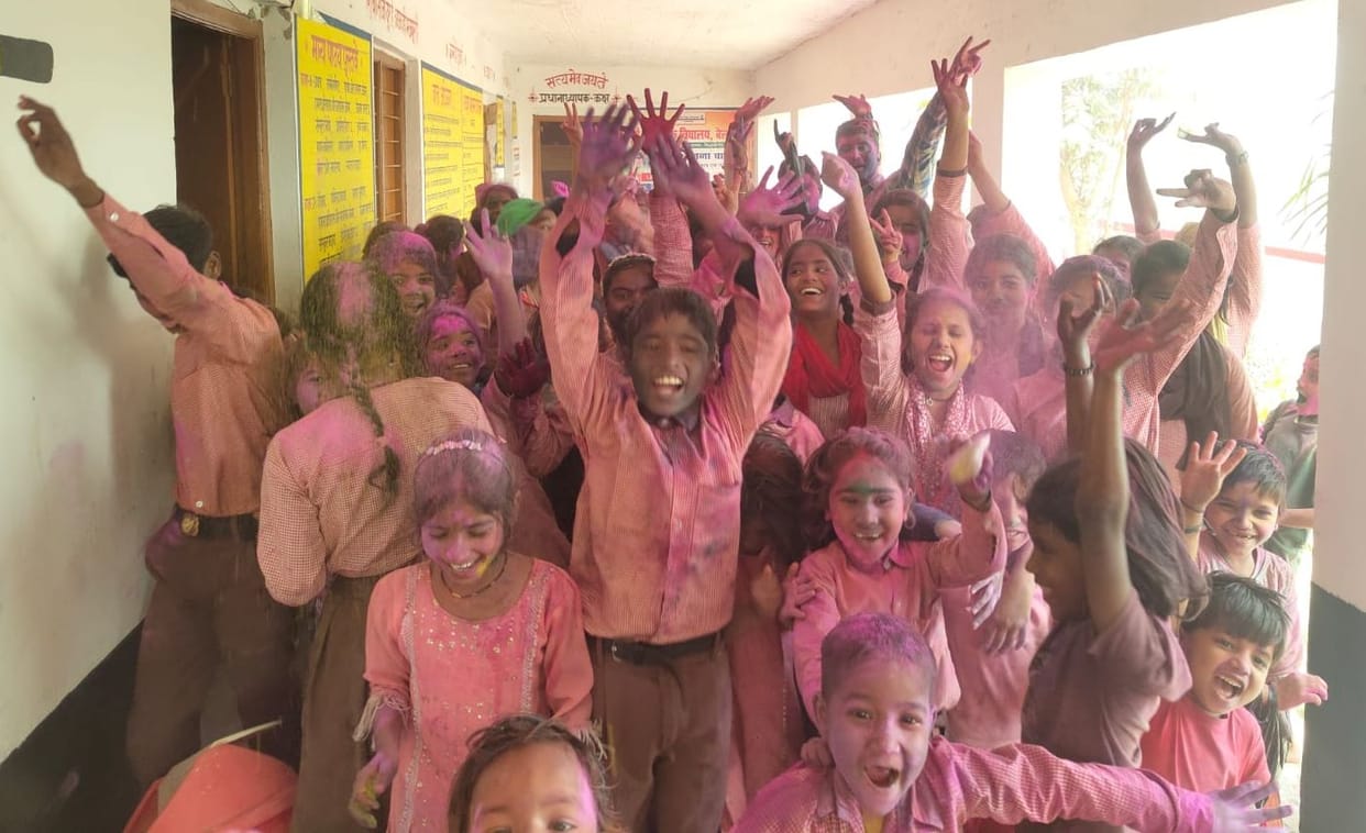 Children played Holi with great enthusiasm in council schools.