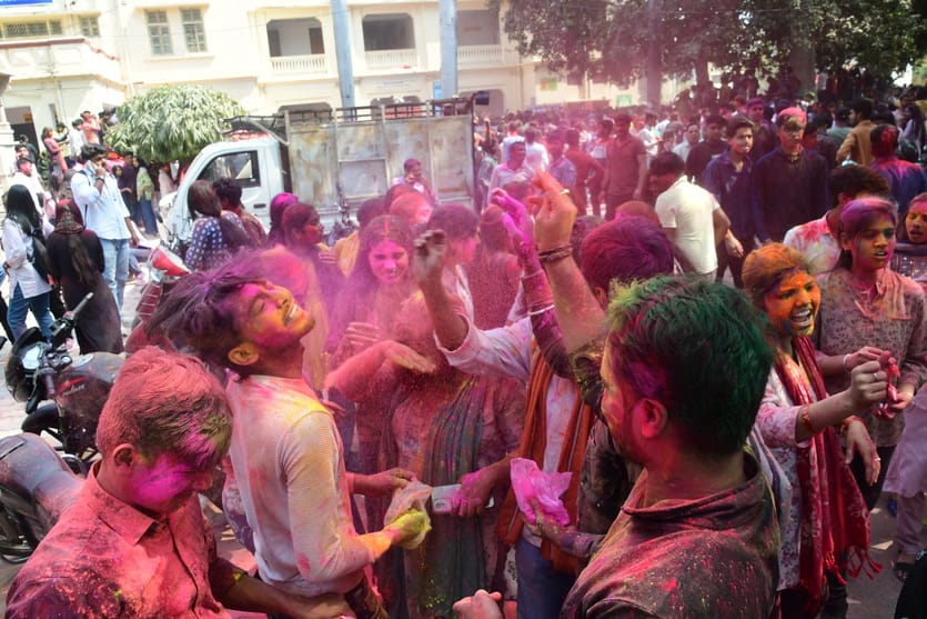 Holi of flowers held in Hare Krishna ISKCON Banaras, more than 1200 devotees participated