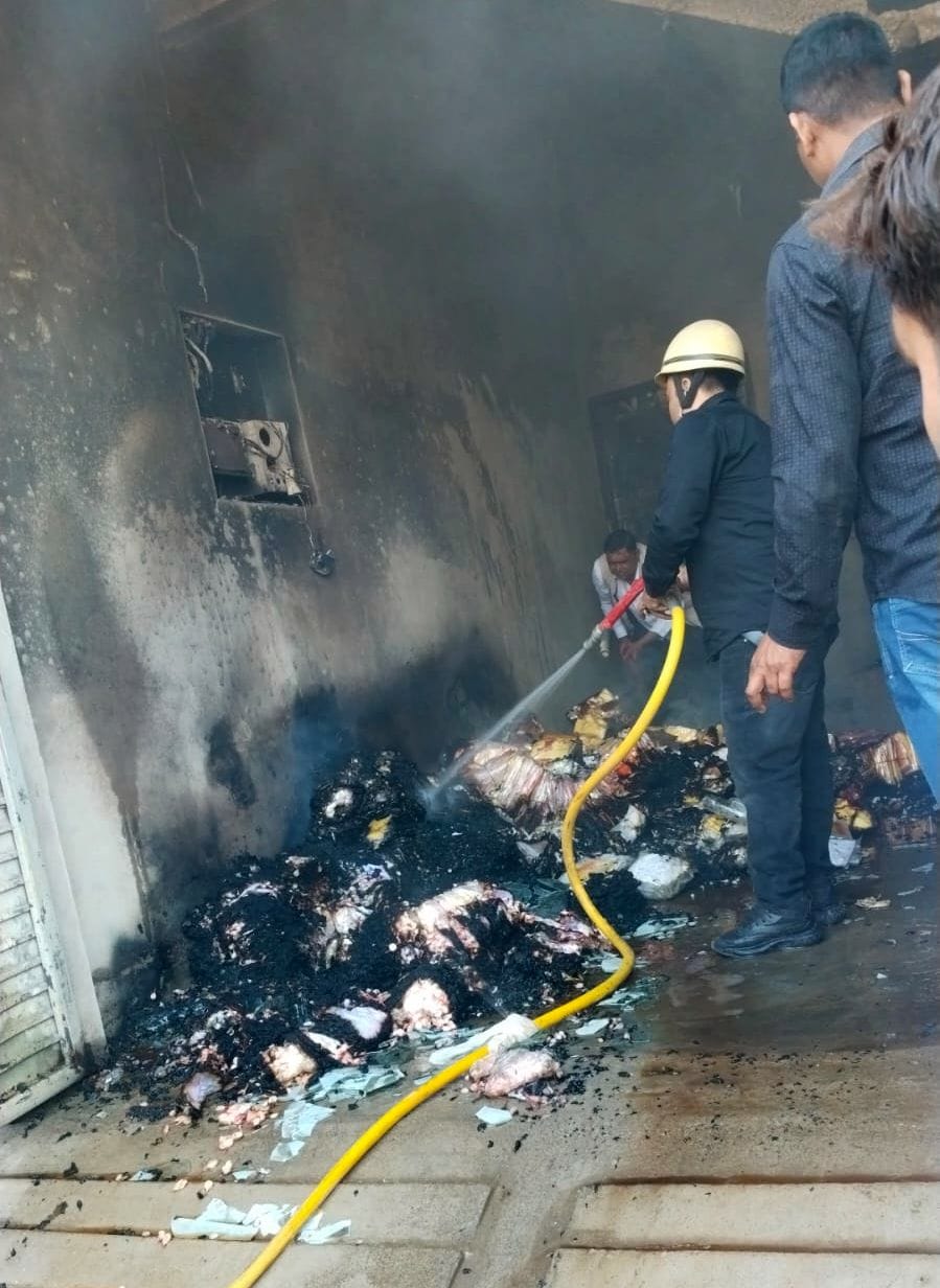 Eight bales of cotton burnt to ashes in a fire at a warehouse