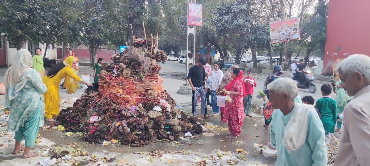 Women and children performed Holika puja and it was burnt in the evening.