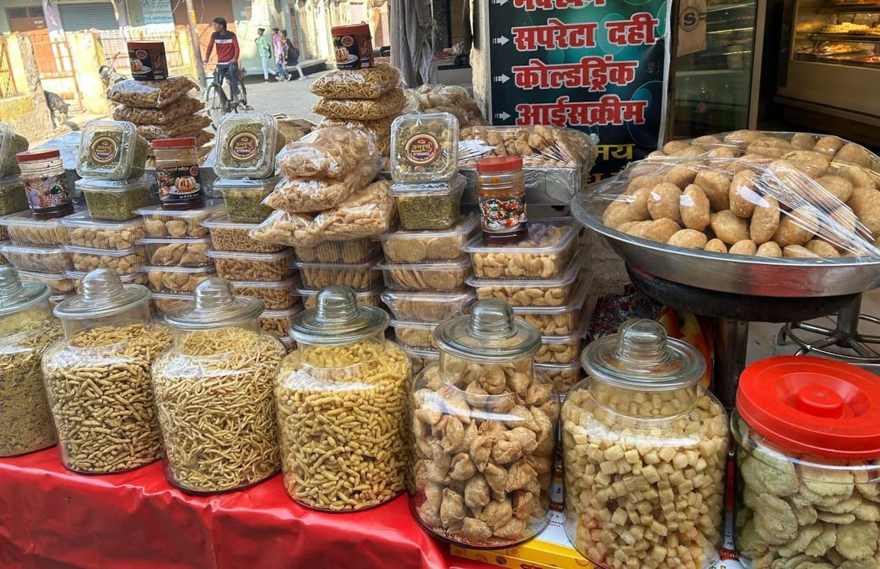 Before Holi, there is abundance of food in the market.