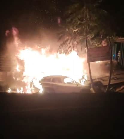 Uncontrolled CNG car rams into garage, father, son burnt to death