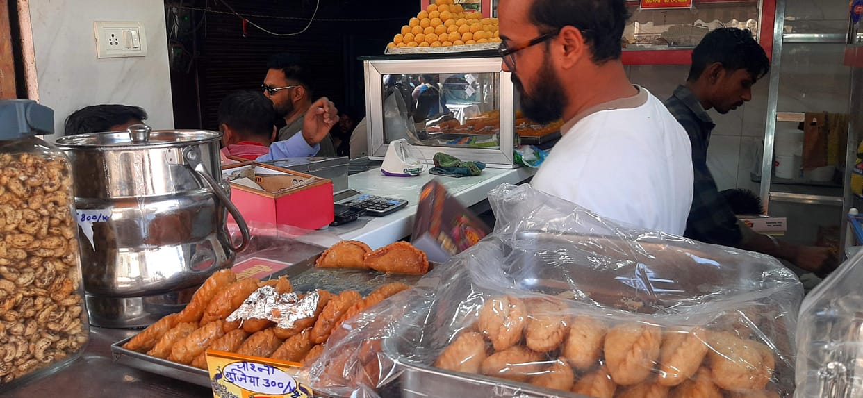 Gujiya with syrup is being sold at Rs 300-350 per kg.