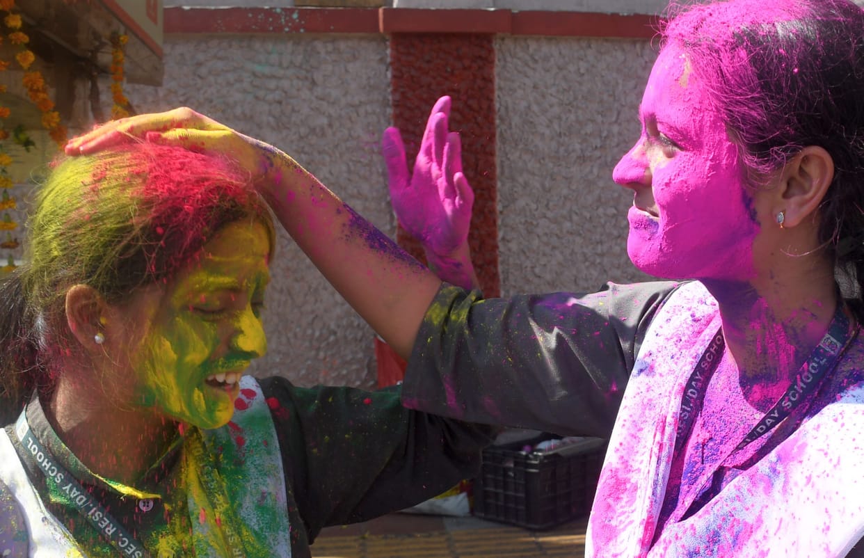 Students celebrated Holi as soon as the exams were over, and the next paper is on March 9.