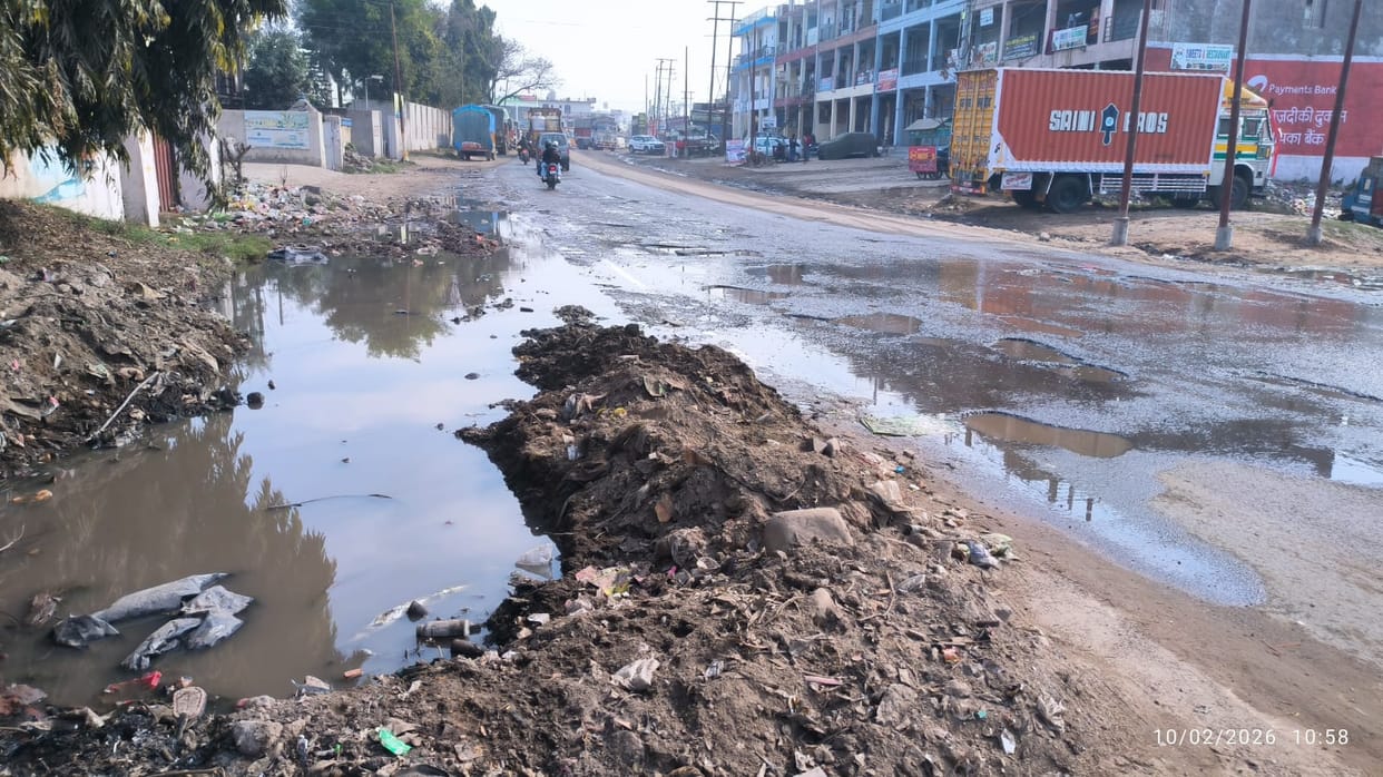 Dirty water from Juddy village is flowing outside the Vigilance office on the Baddi-Barotiwala road.