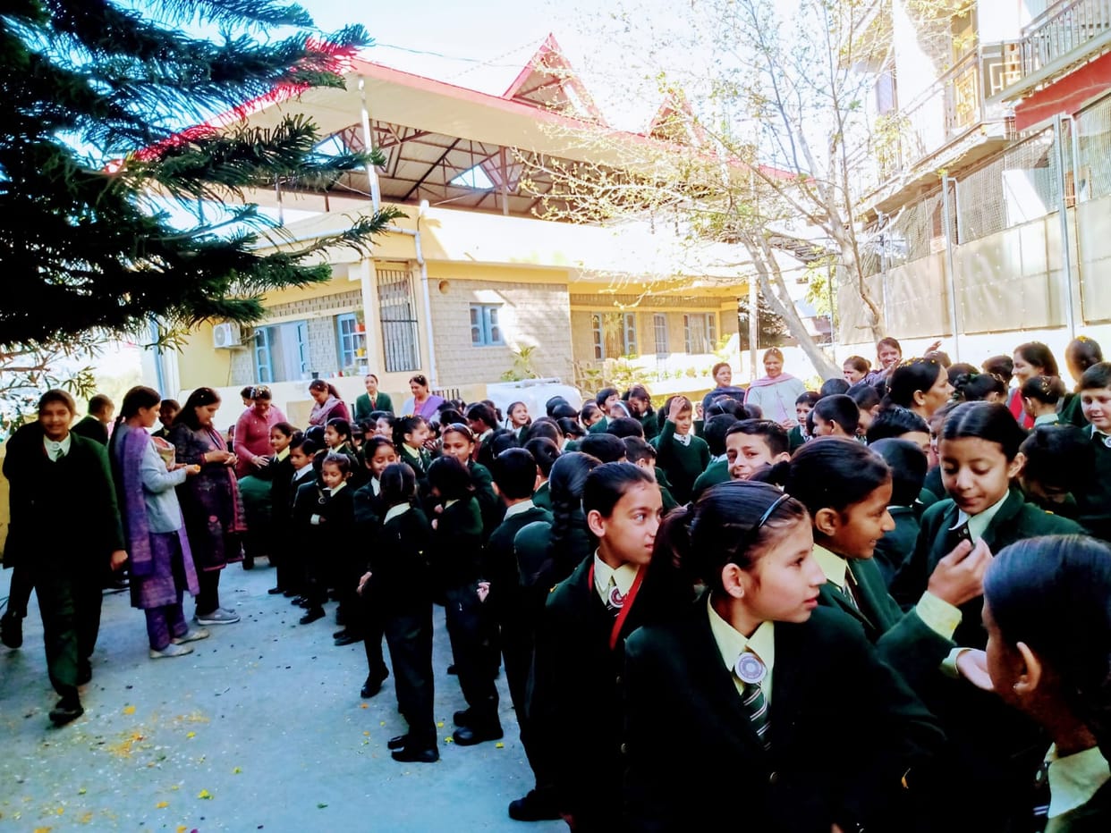 Holi celebrations in schools, children celebrate with flowers and gulal