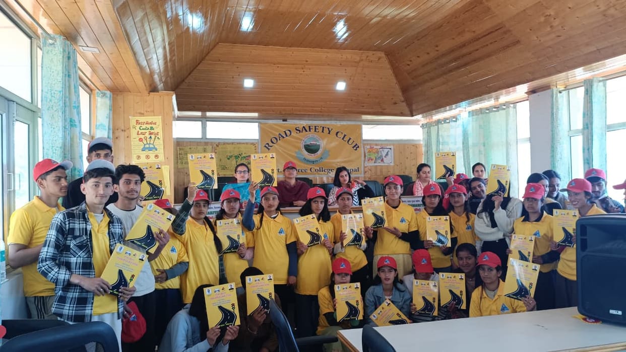 Students of Chaupal College were made aware about road safety