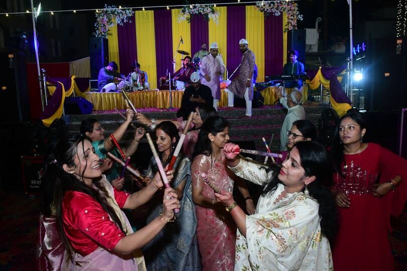 A tableau of Brajdham was decorated, Holi was played with rose petals
