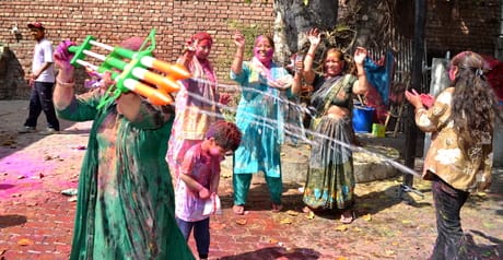 The joy of Holi... people danced to the beat of drums