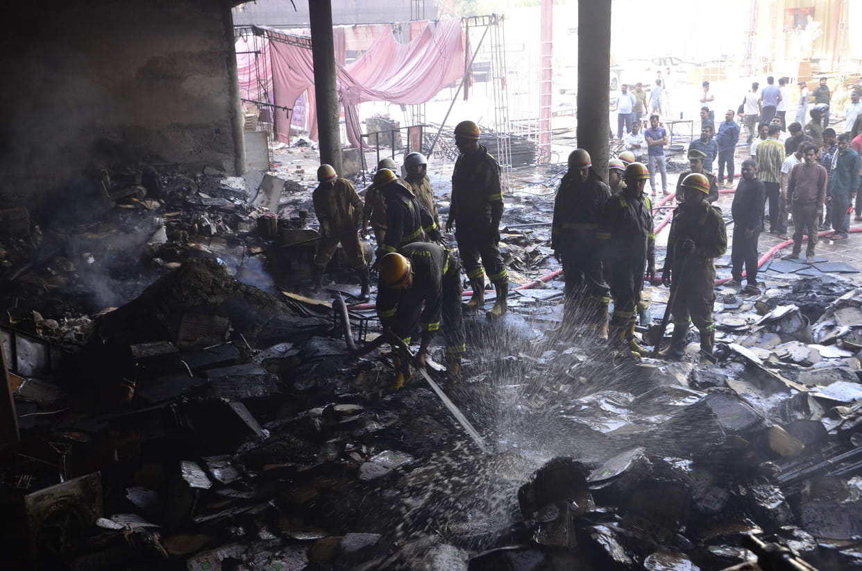 A massive fire broke out in a four-story hotel; women working out on the third floor of the hotel narrowly escaped