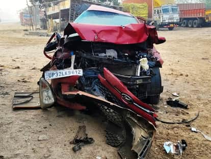 Two youths died after an uncontrolled car collided with a truck parked on the highway in Shahjahanpur