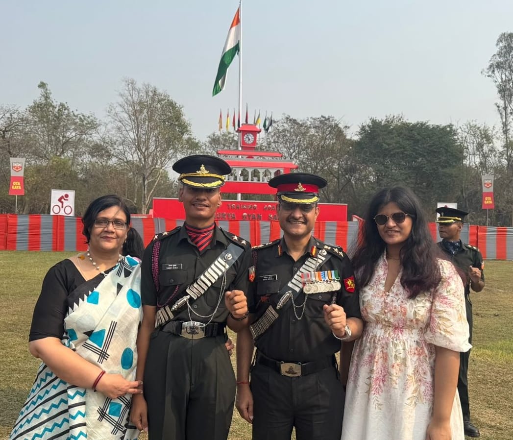 Lieutenant Tanmay salutes his Colonel father