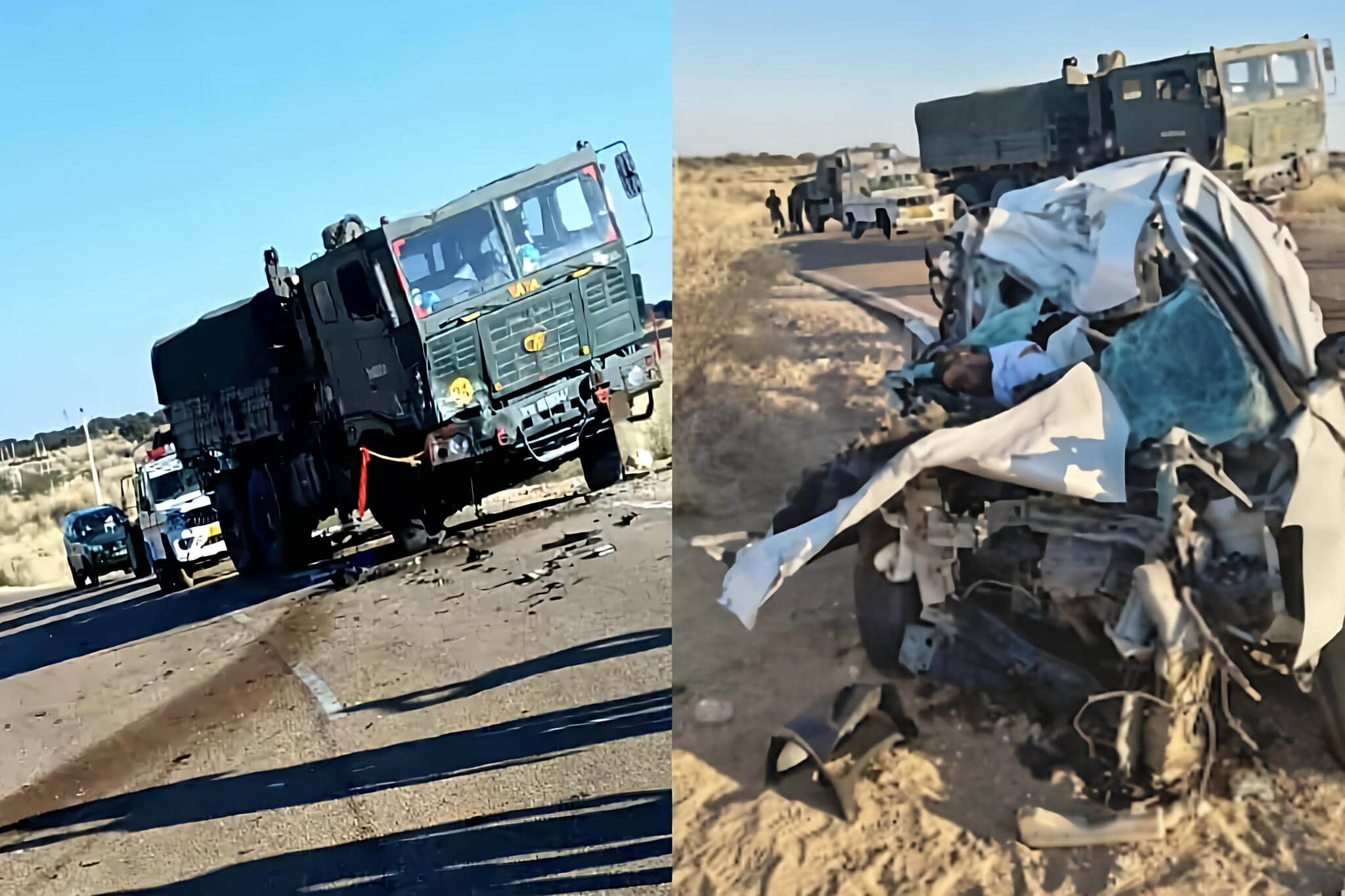 सेना के ट्रक से भिड़ी कार, आर्मी हवलदार की दर्दनाक मौत