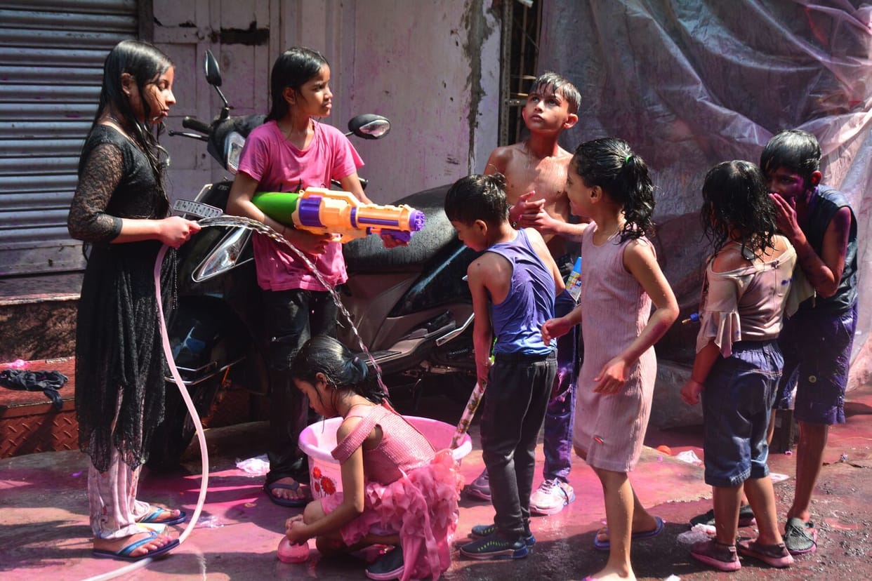 On the third day of Holi, there is a riot of colours in Thatheri Bazaar.