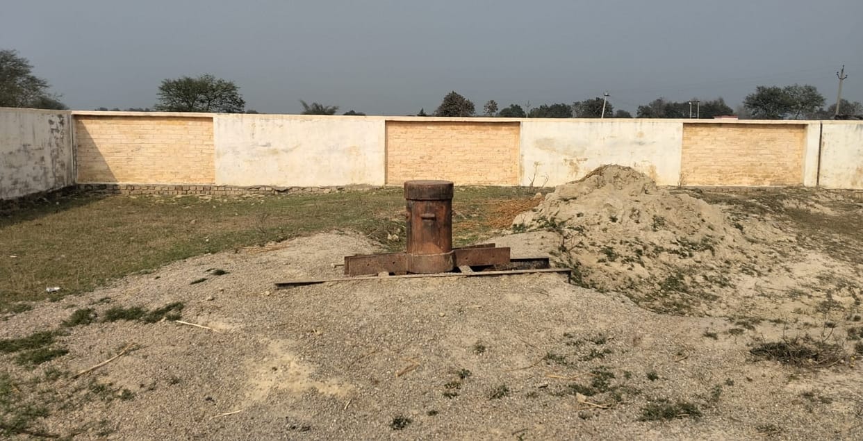 Work stopped after boring and boundary wall, waiting for water