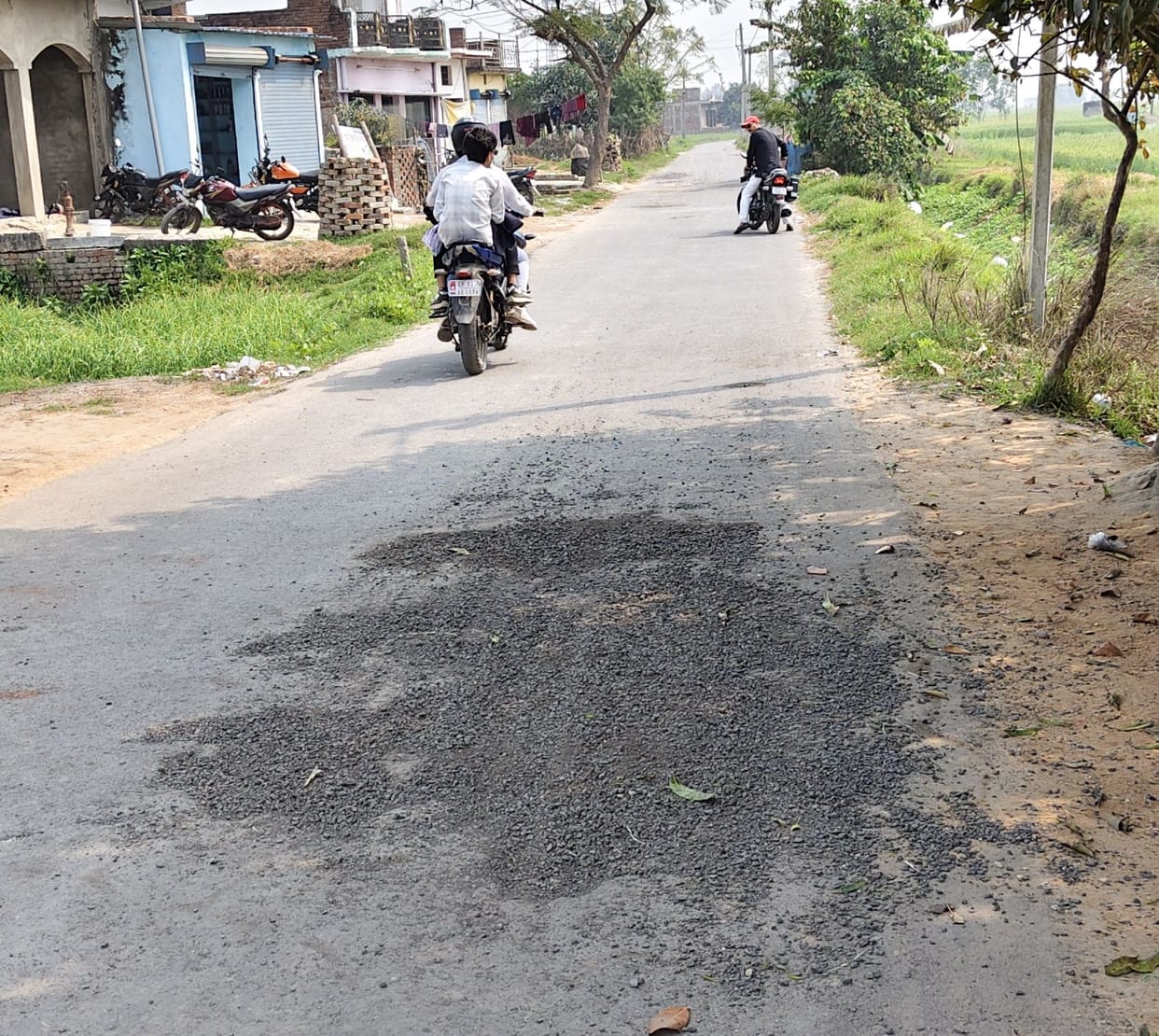 The road started crumbling just two months after repair.