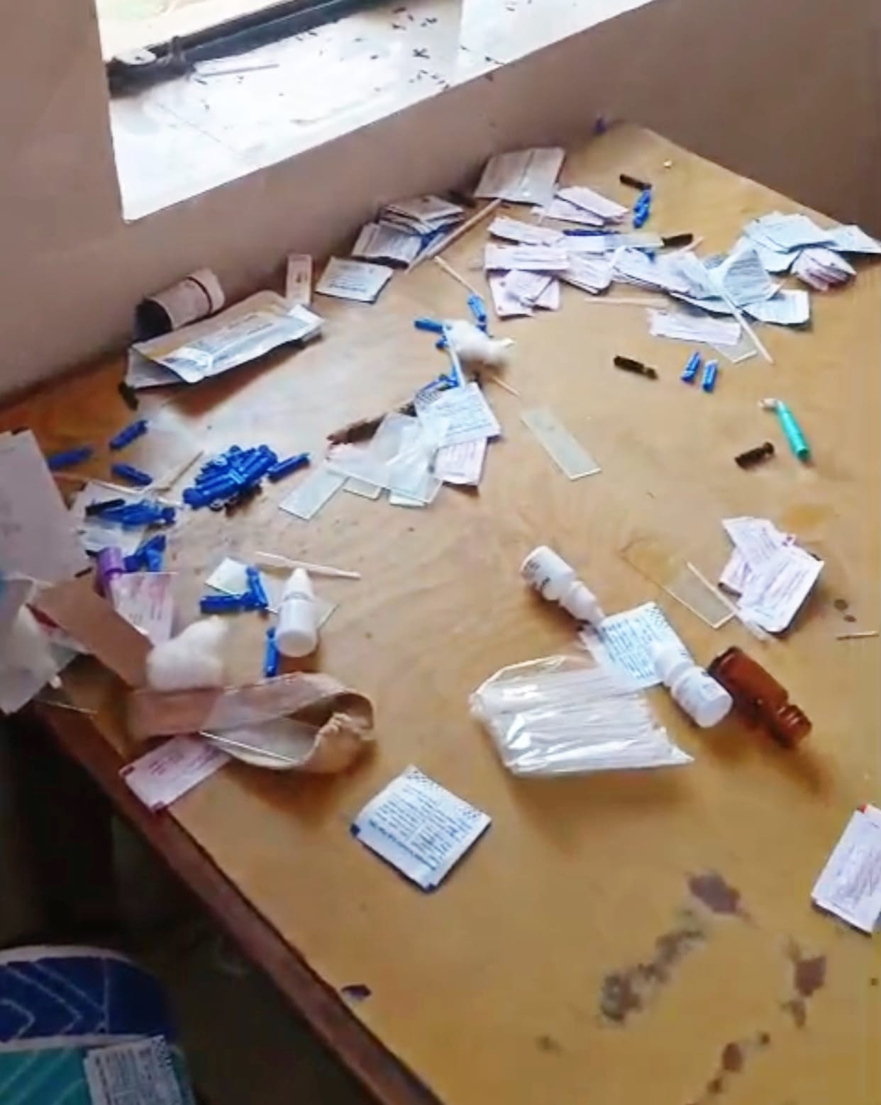 Miscreants vandalized the community health center.