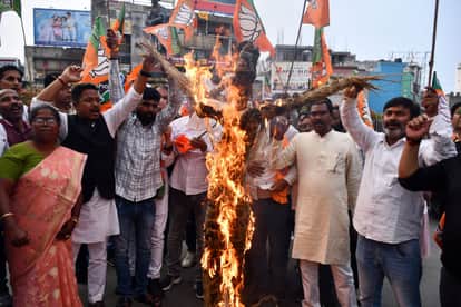 Ranchi: BJP enraged over insult to President Draupadi Murmu, protests against Mamata Banerjee across state