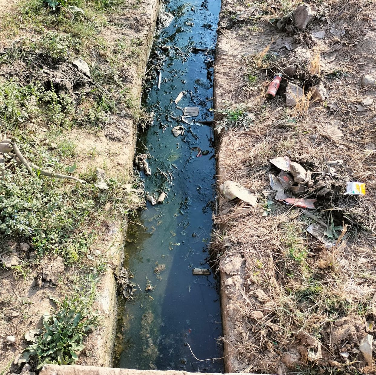 Stagnant water in highway drains is increasing the problem of foul smell