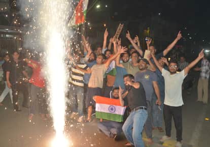 Diwali celebrated after Holi, sky lit up with lights