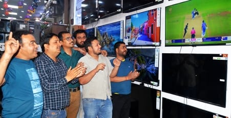 People rejoiced over India's victory...celebrated by waving the tricolor.