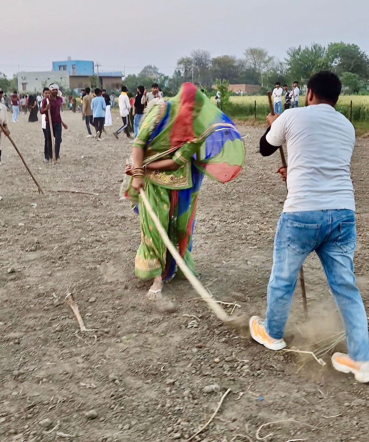 In Jabra, women showered love-filled sticks on men.