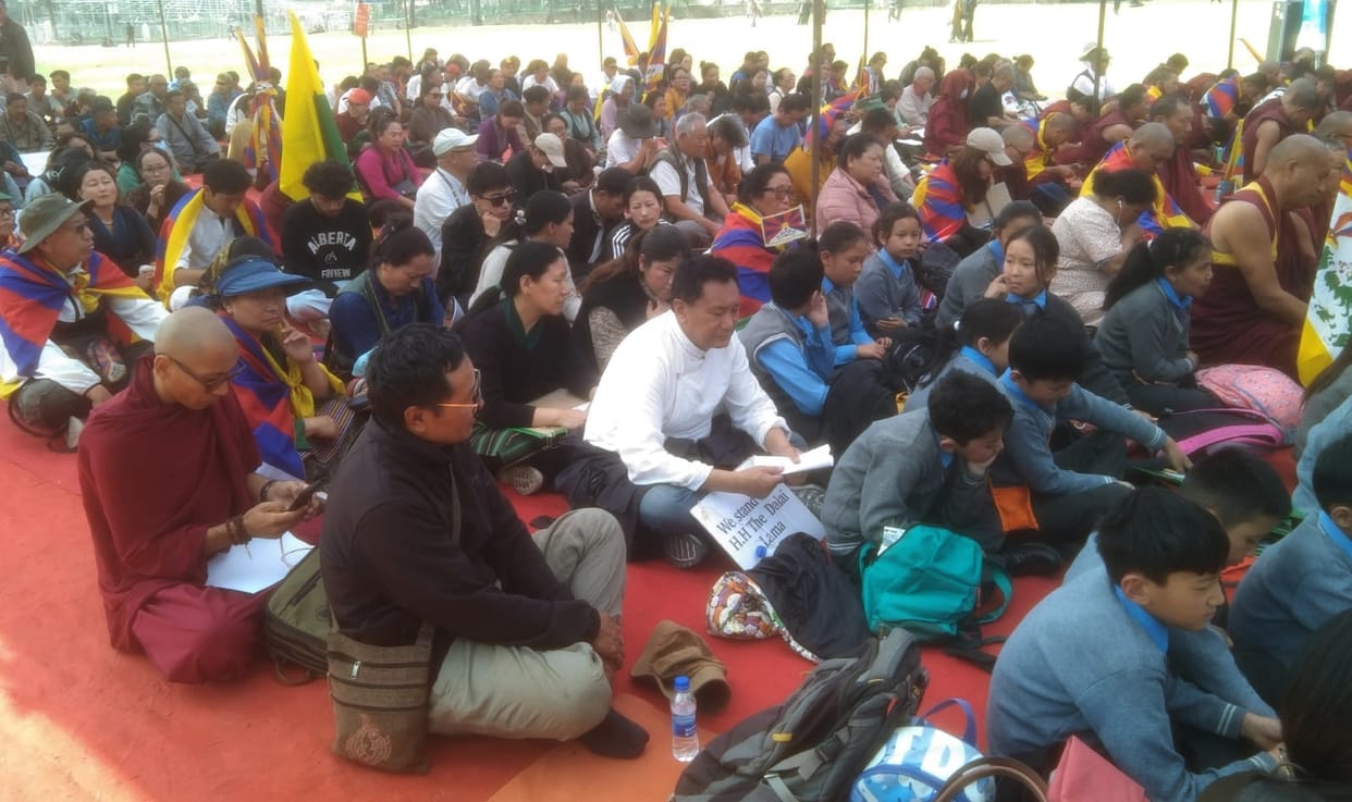 Tibetans took to the streets, raising slogans against China