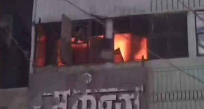 A fire broke out in a sweet factory late at night due to leakage in a cylinder.