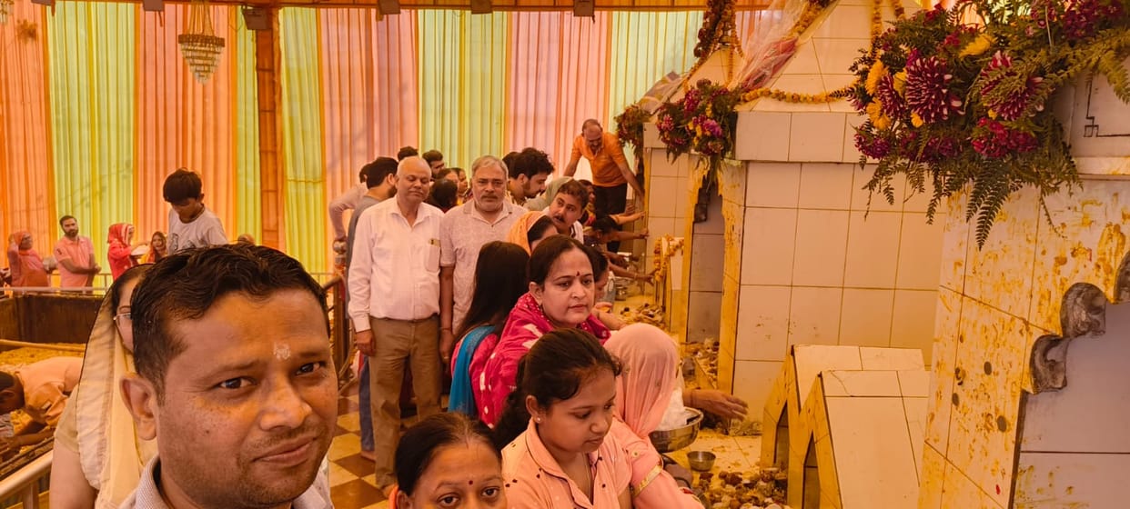 Devotees thronged the Sheetla Mata Temple in Sonepat and Bidhlan.
