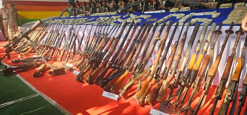 For the first time, armed Naxalites surrendered to the police with crores of rupees and gold.