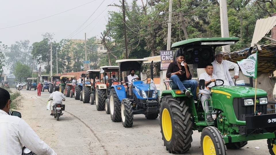 Bhakiyu organised a tractor march to protest the India-US free trade deal.