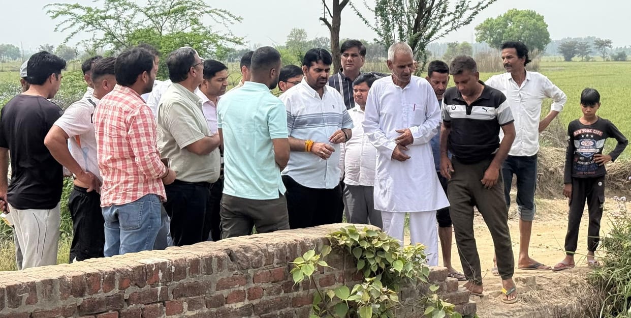 The MLA inspected the crop damage caused by the canal breach.