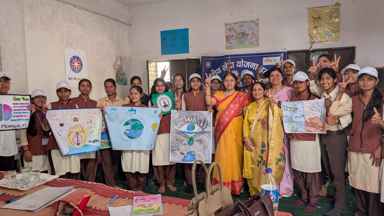 Posters made on environmental protection and girl education