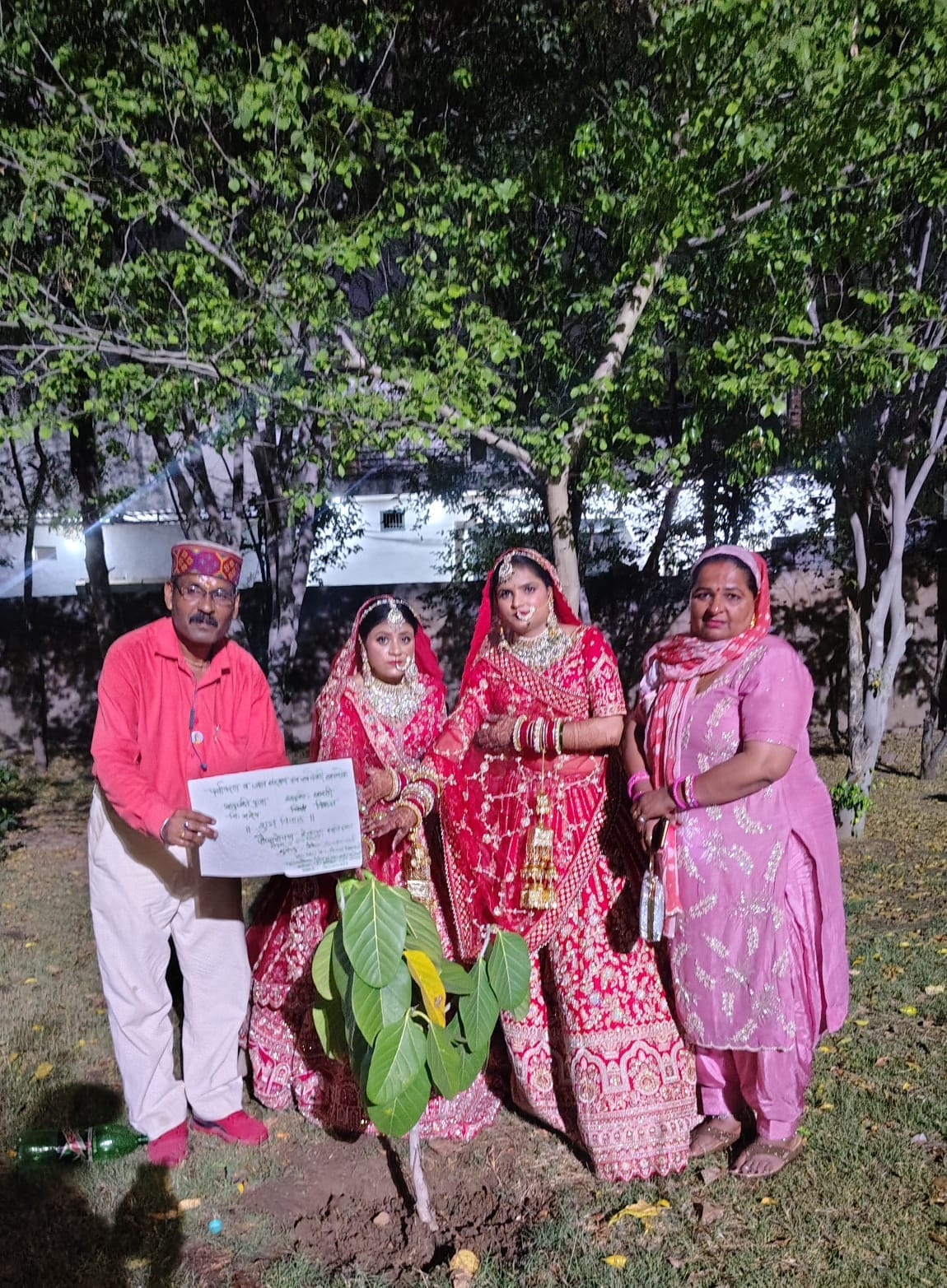 Two sisters planted trees before their wedding.