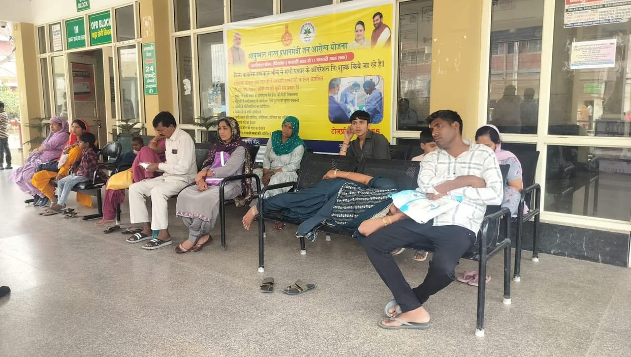 The Civil Hospital administration made seating arrangements near the main gate.