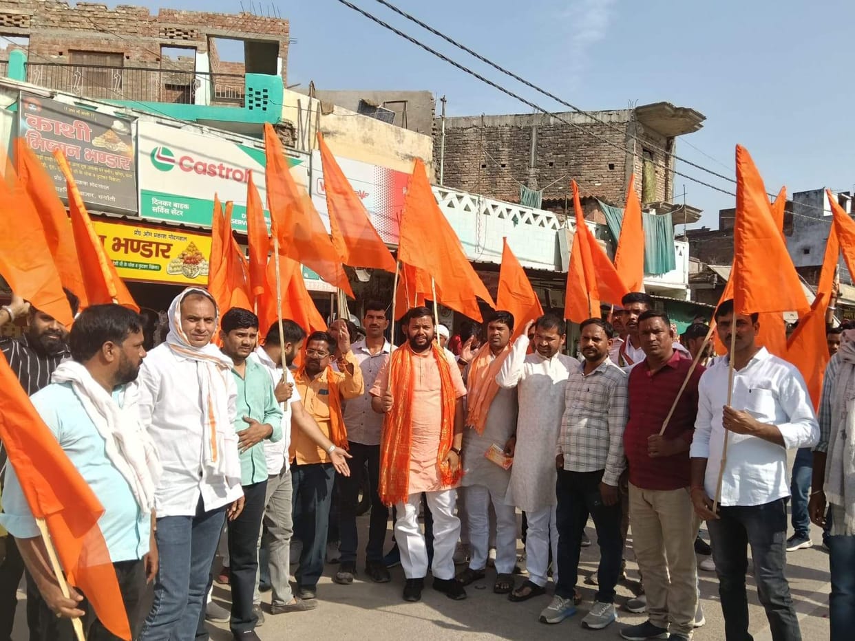 Saffron flags distributed to celebrate Hindu New Year in a grand manner
