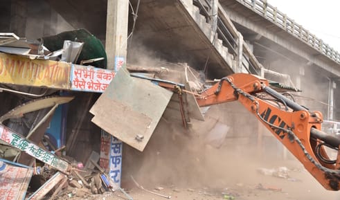 Bulldozers run under Bata ROB, more than 70 shops removed