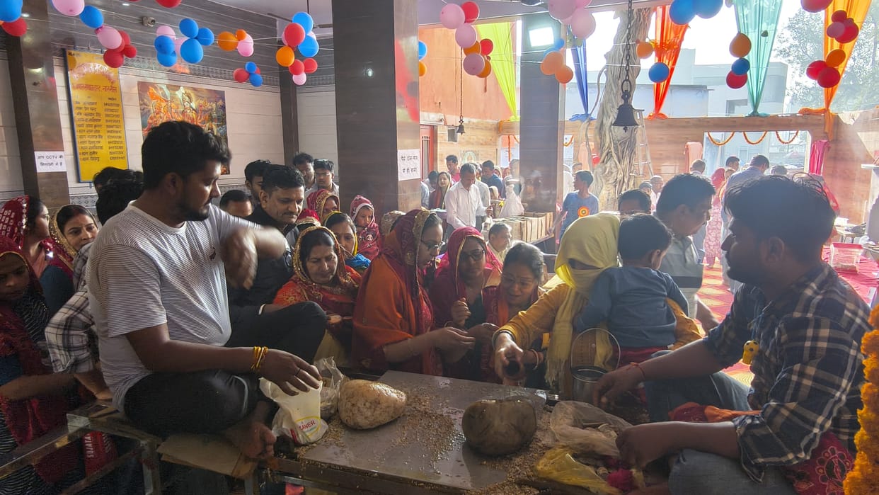Crowds throng the Gurgaon Wali Mata fair.