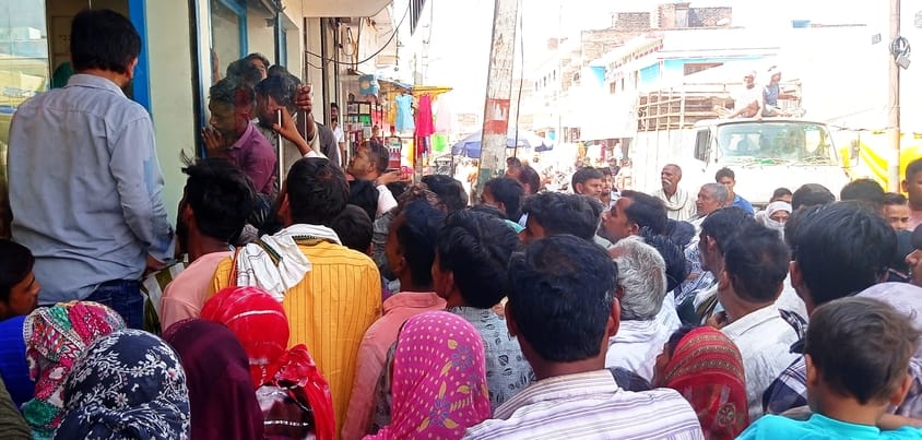 Angry people blocked the highway due to non-availability of cooking gas.