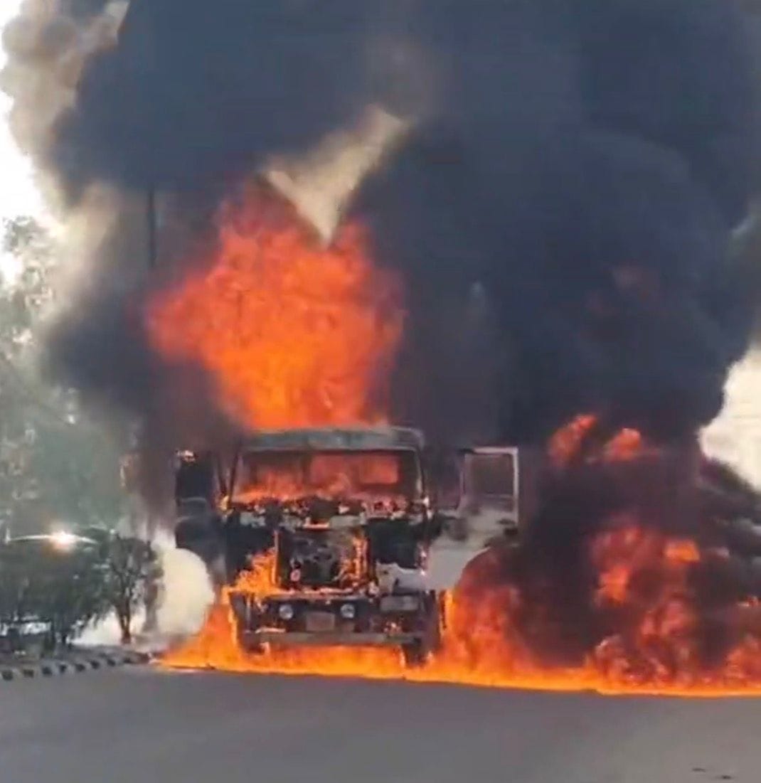 Trolley's Diesel Tank Explodes in Rohtak; Furniture Warehouse Also Catches Fire