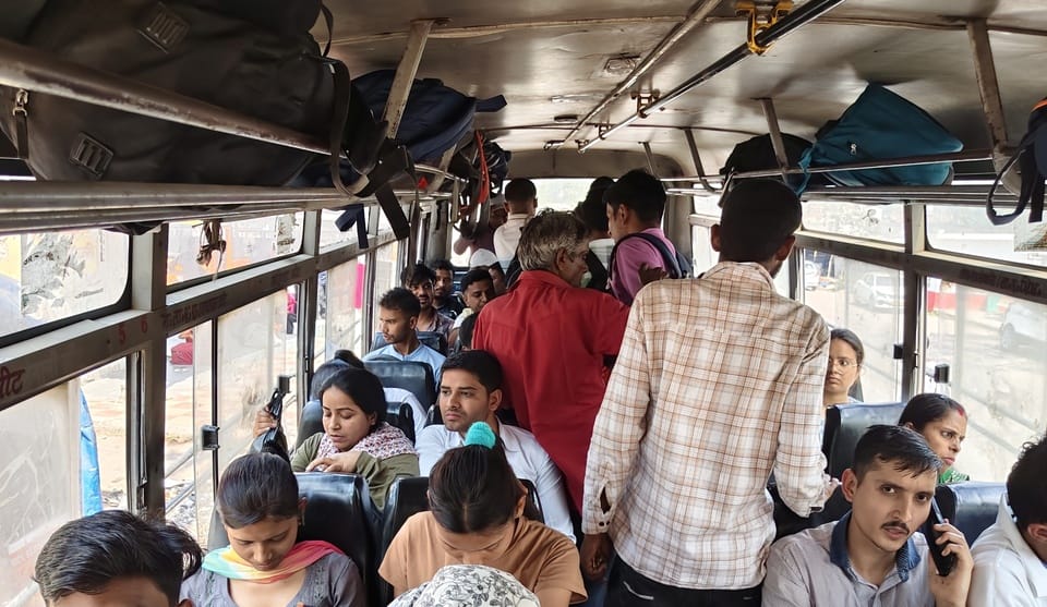Candidates were worried about the bus and had to travel standing.