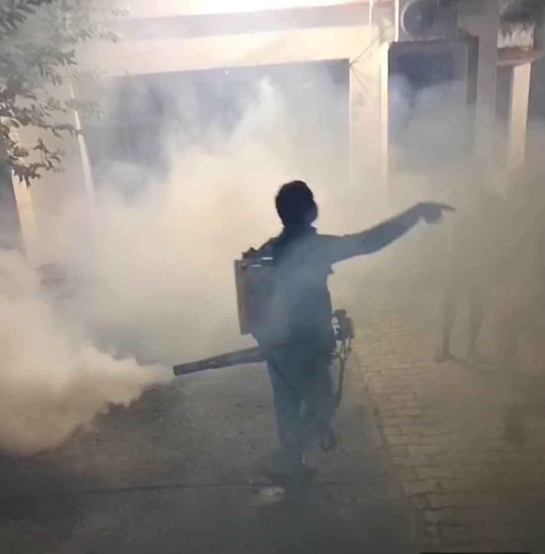 क़स्बा चायल में बीआरसी के समीप फागिंग करता कर्मी, साप्ताहिक बाजार के समीप लगा कूड़े का ढेर, जितें