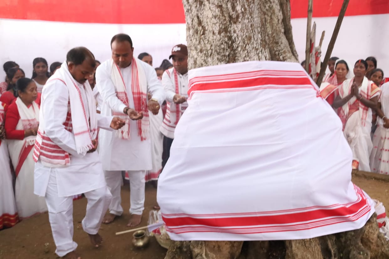 Following the tradition of ancestors, Sarna flag was planted in Phansi Tungri, enthusiasm for Sarhul