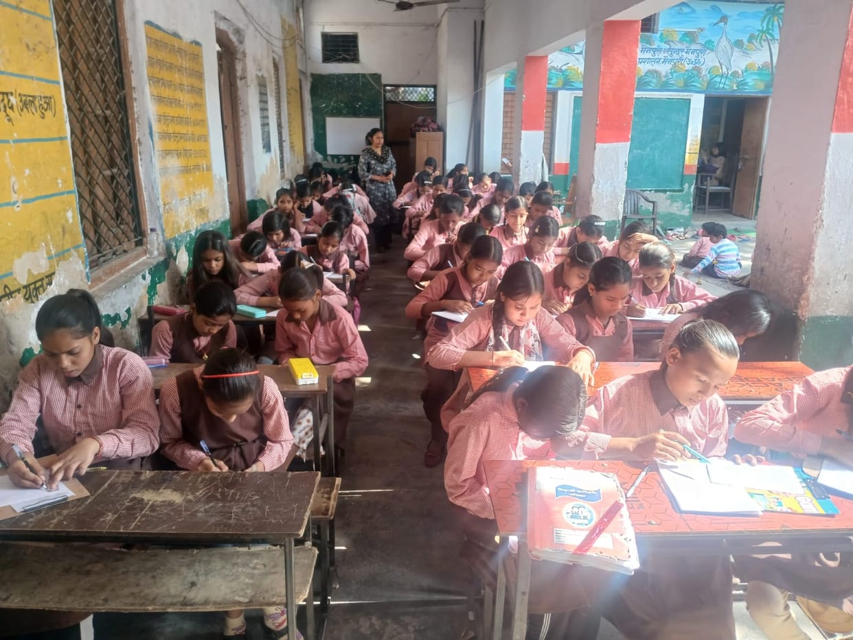 Children recited poems and stories in the oral examination.