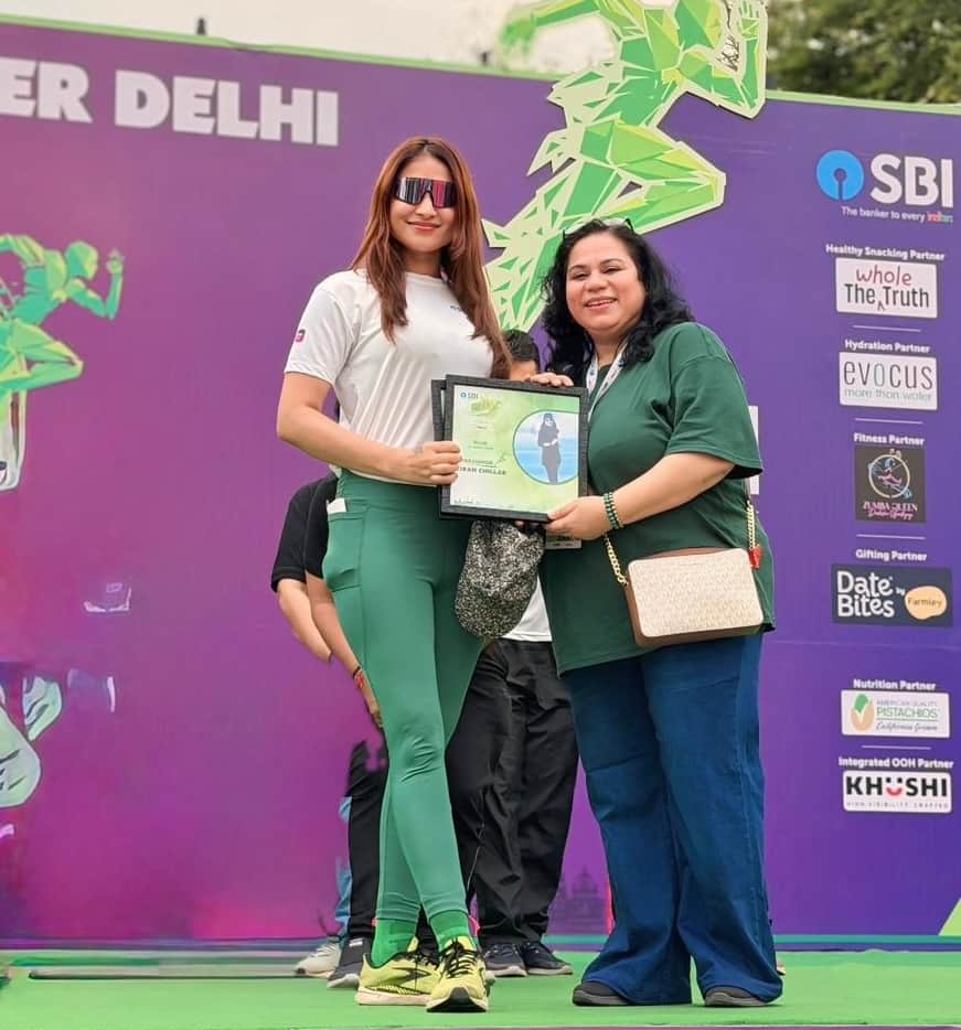 -फोटो 53 : दिल्ली में आयोजित दौड़ प्रतियोगिता में बीआरजी की ब्रांड एंबेसडर डॉ. किरण को किया गया 