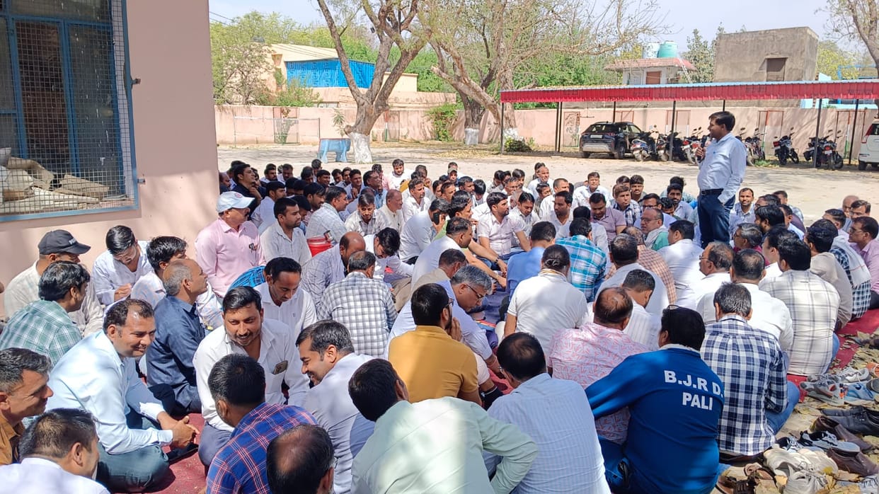 Electricity employees staged a protest against the DC.