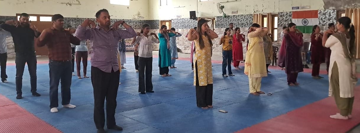 Girls College members did yoga during Y break