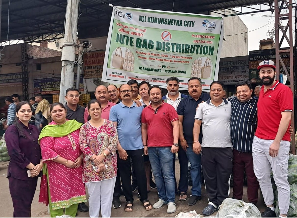 Message of environmental protection given by distributing jute bags